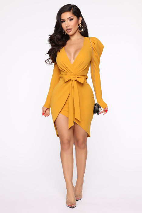 Owning This Moment Mini Dress Mustard Fashion Nova Dresses