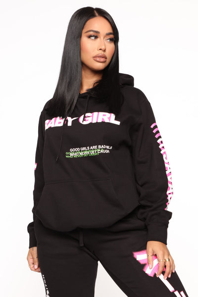Foreign Babe Hoodie Black Fashion Nova Screens Tops and