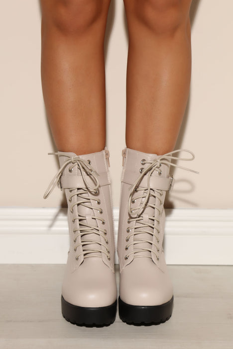 Full Force Lace Up Booties Cream Fashion Nova Shoes Fashion