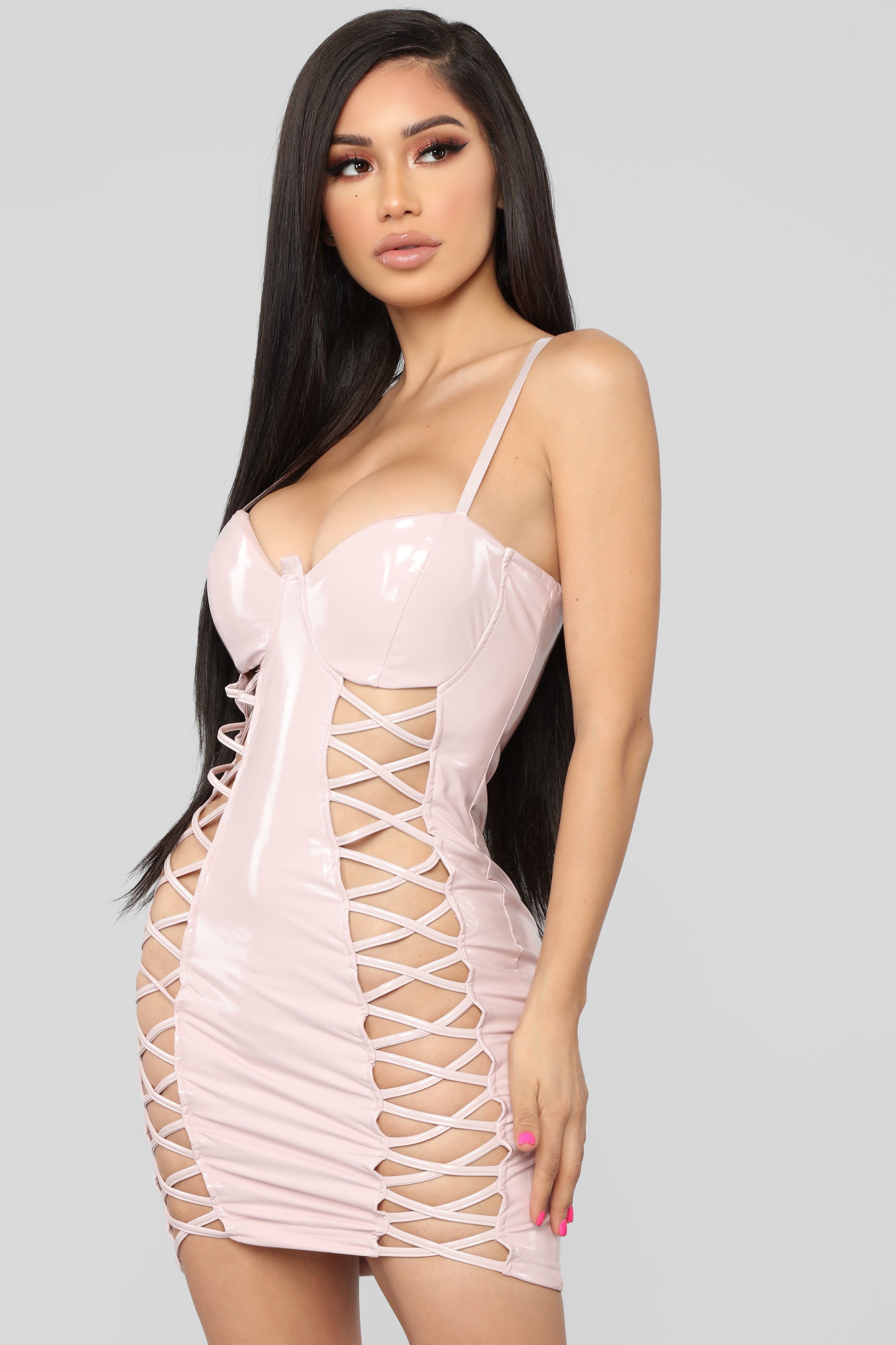 Nothing But Subtle Latex Dress Pink