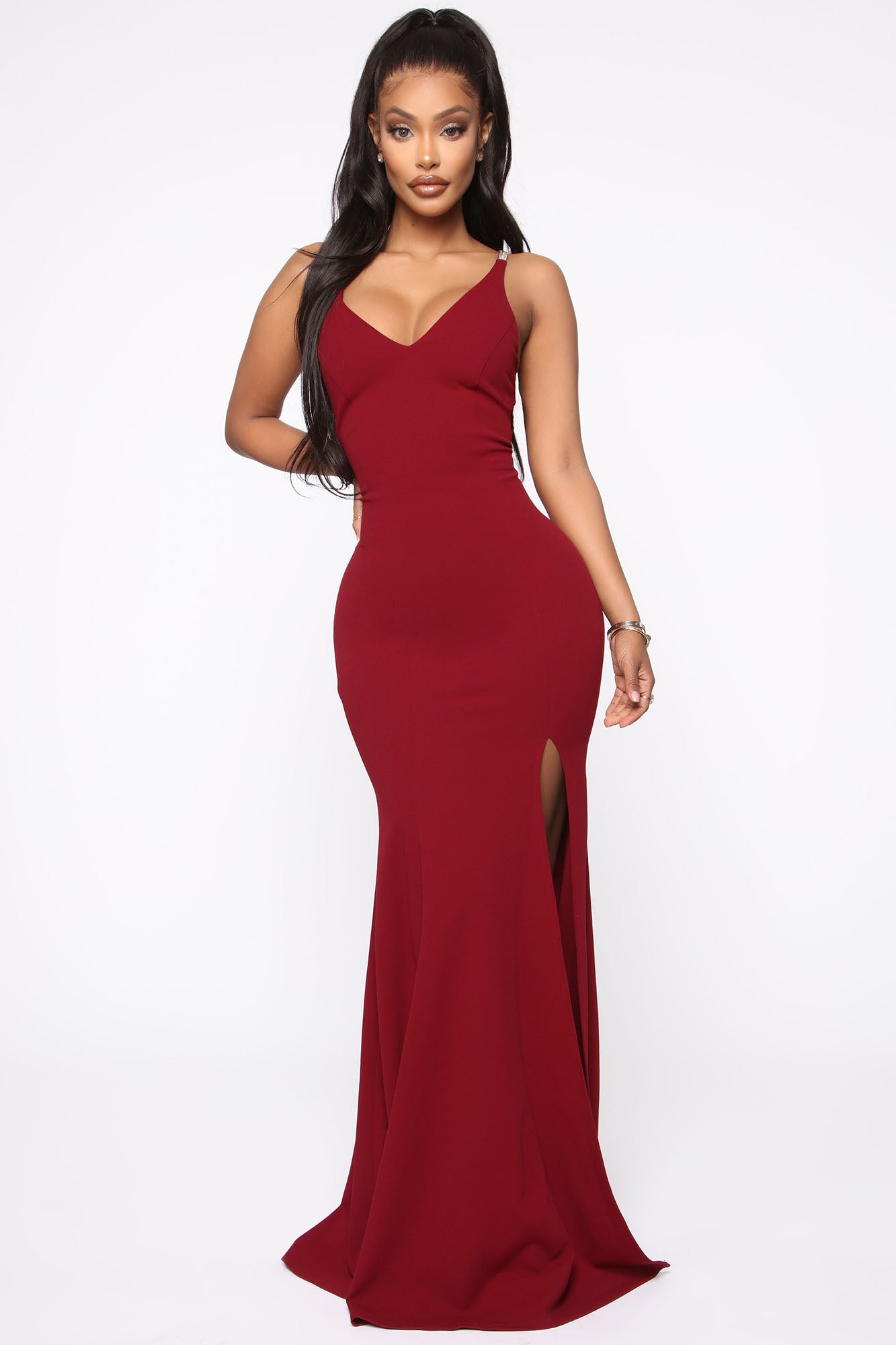 Fashion nova 2025 burgundy maxi dress
