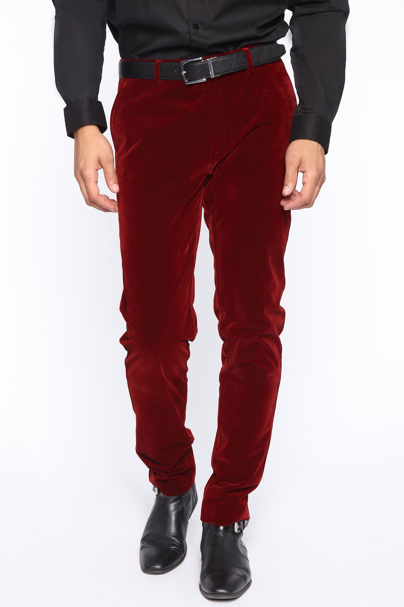 Burgundy velvet pants mens hotsell