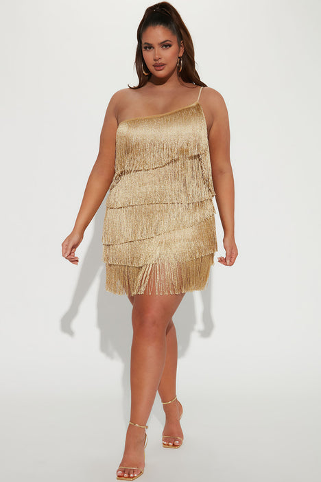 Dance for You Fringe Mini Dress Gold