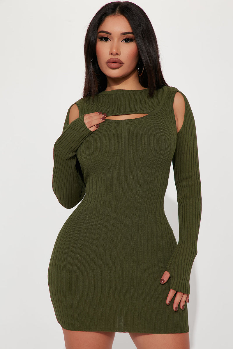 Jaylin Sweater Mini Dress - Olive | Fashion Nova, Dresses | Fashion Nova
