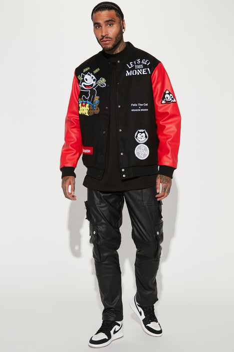 Felix The Cat Varsity Jacket Black Red Fashion Nova Mens
