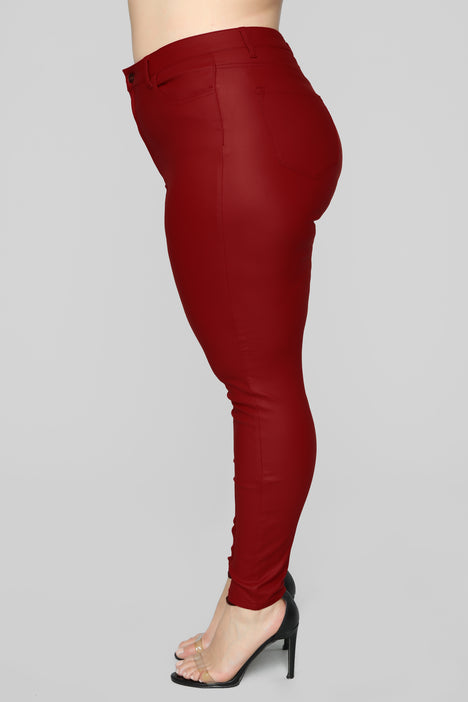 Fashion nova top red leather pants