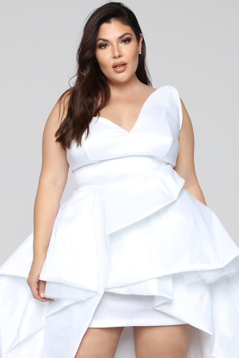 Plus size white dress fashion nova discount