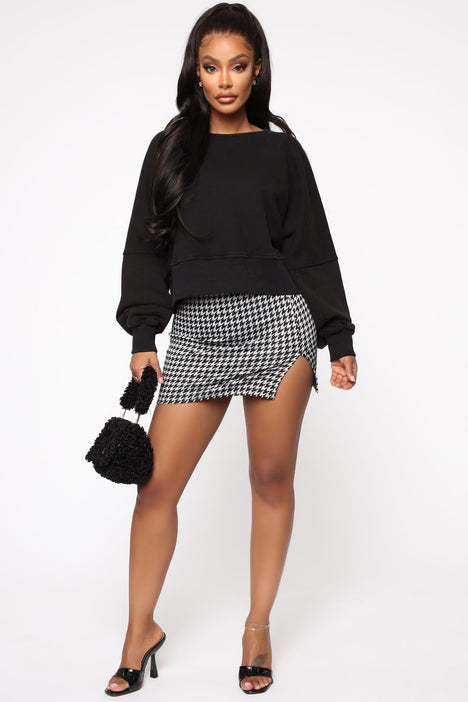 Grey houndstooth hotsell skirt
