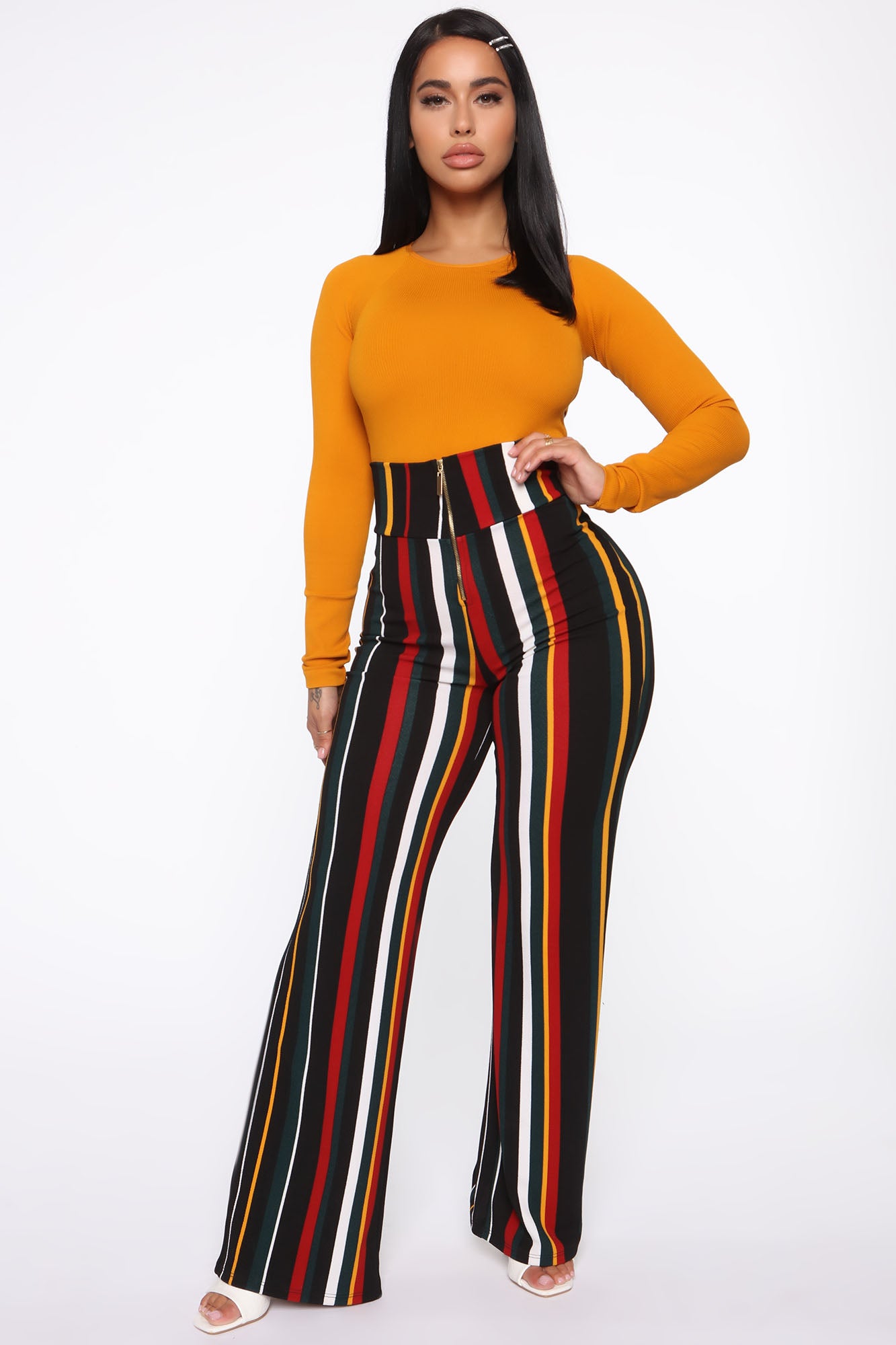 Helene Stripe Pants Rust Combo Fashion Nova Pants Fashion Nova