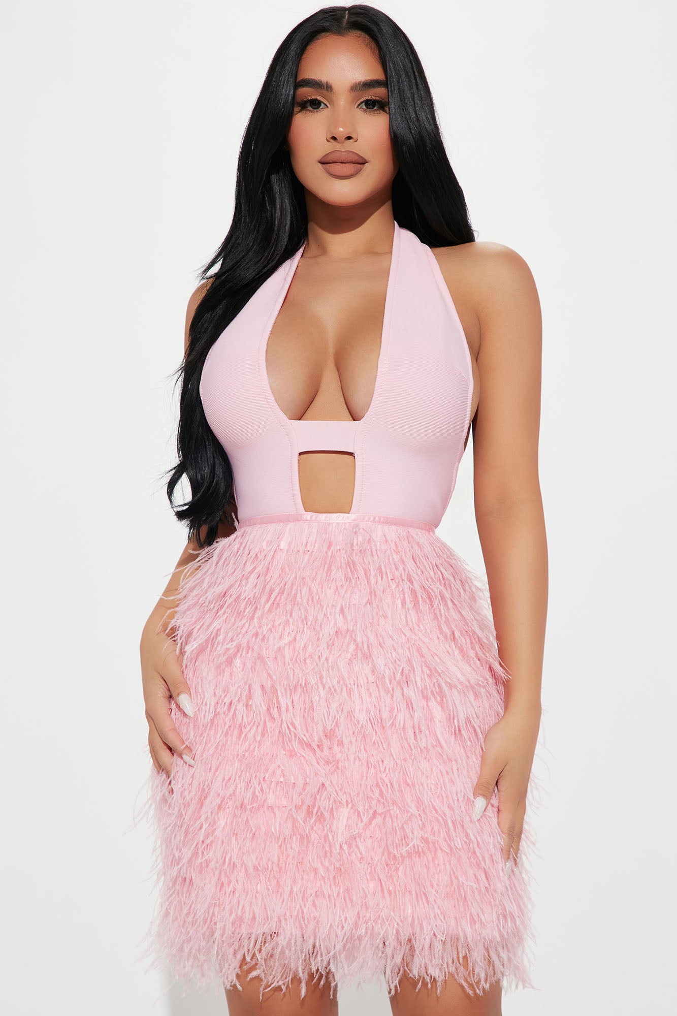 Fashion nova feather dress discount