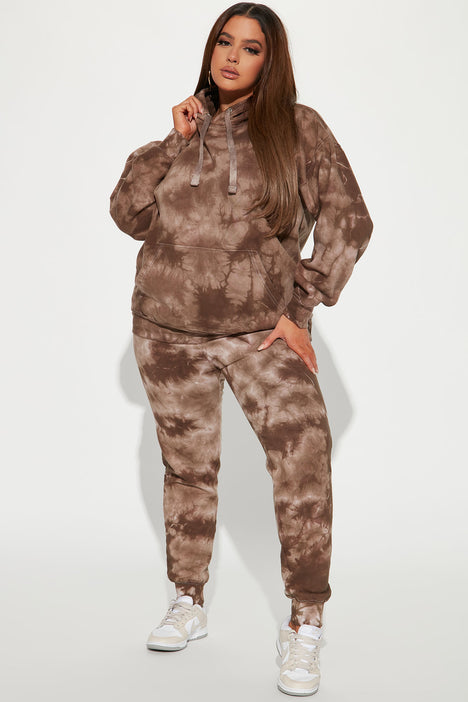 Stay Relaxed Tie Dye Jogger Set Brown combo Fashion Nova