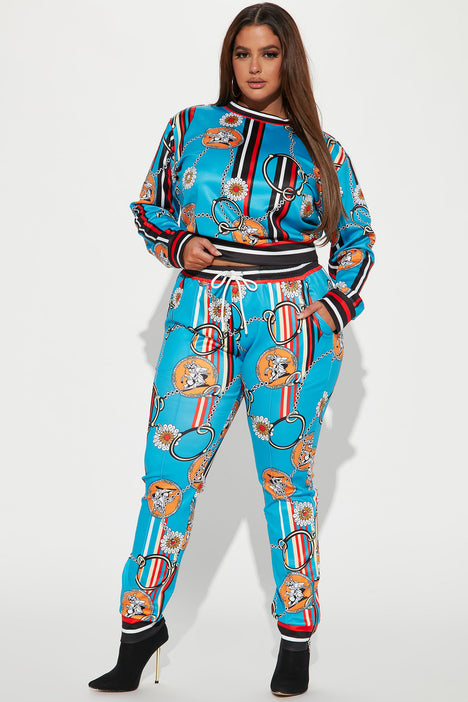 Blue jogger set sale
