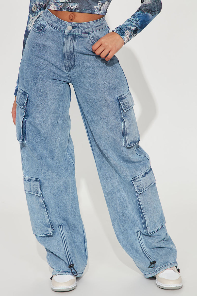 Step Aside Baggy Cargo Jean - Light Blue Wash | Fashion Nova, Jeans ...