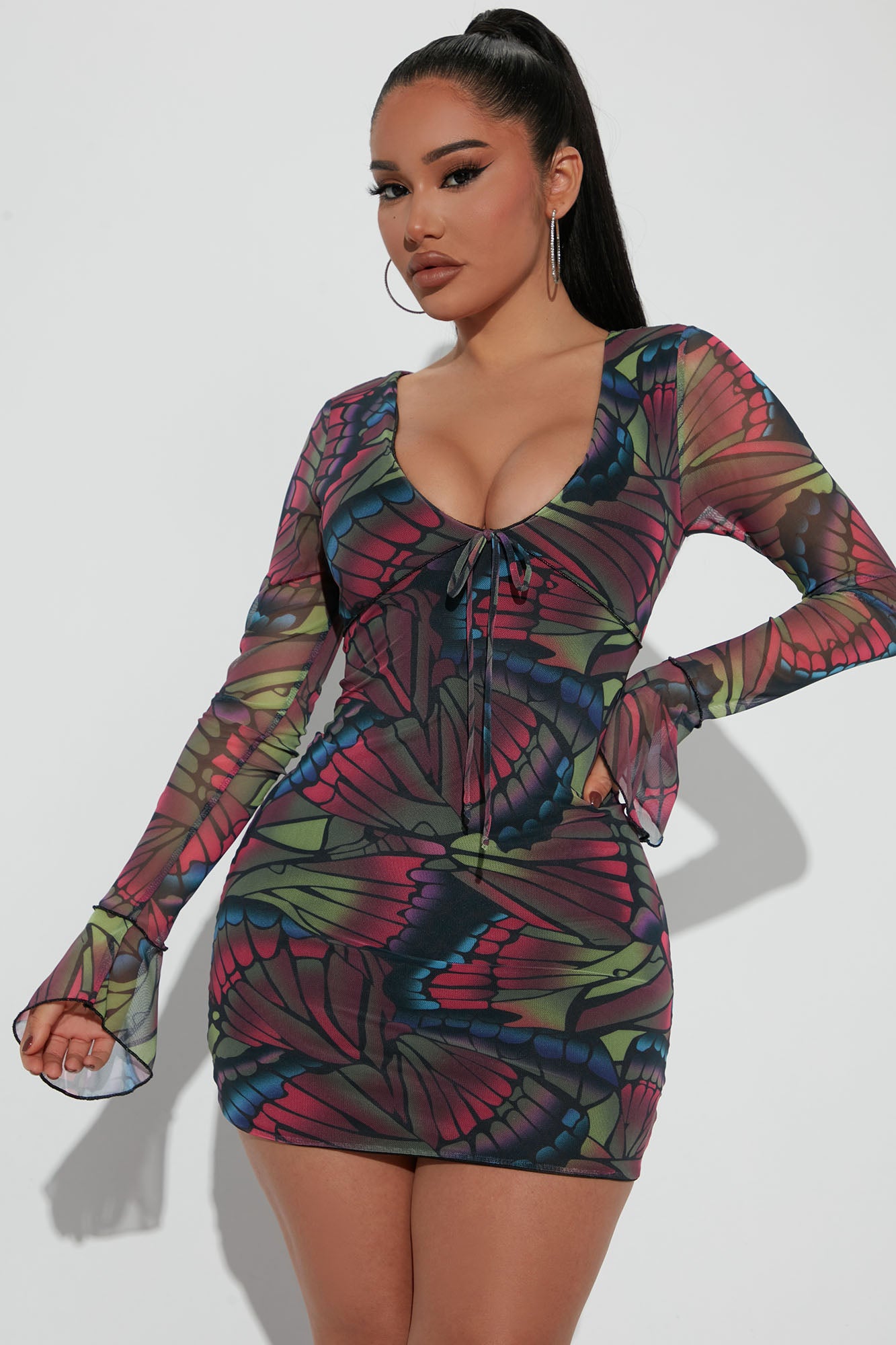 Mariposa Beauty Mesh Mini Dress Black combo