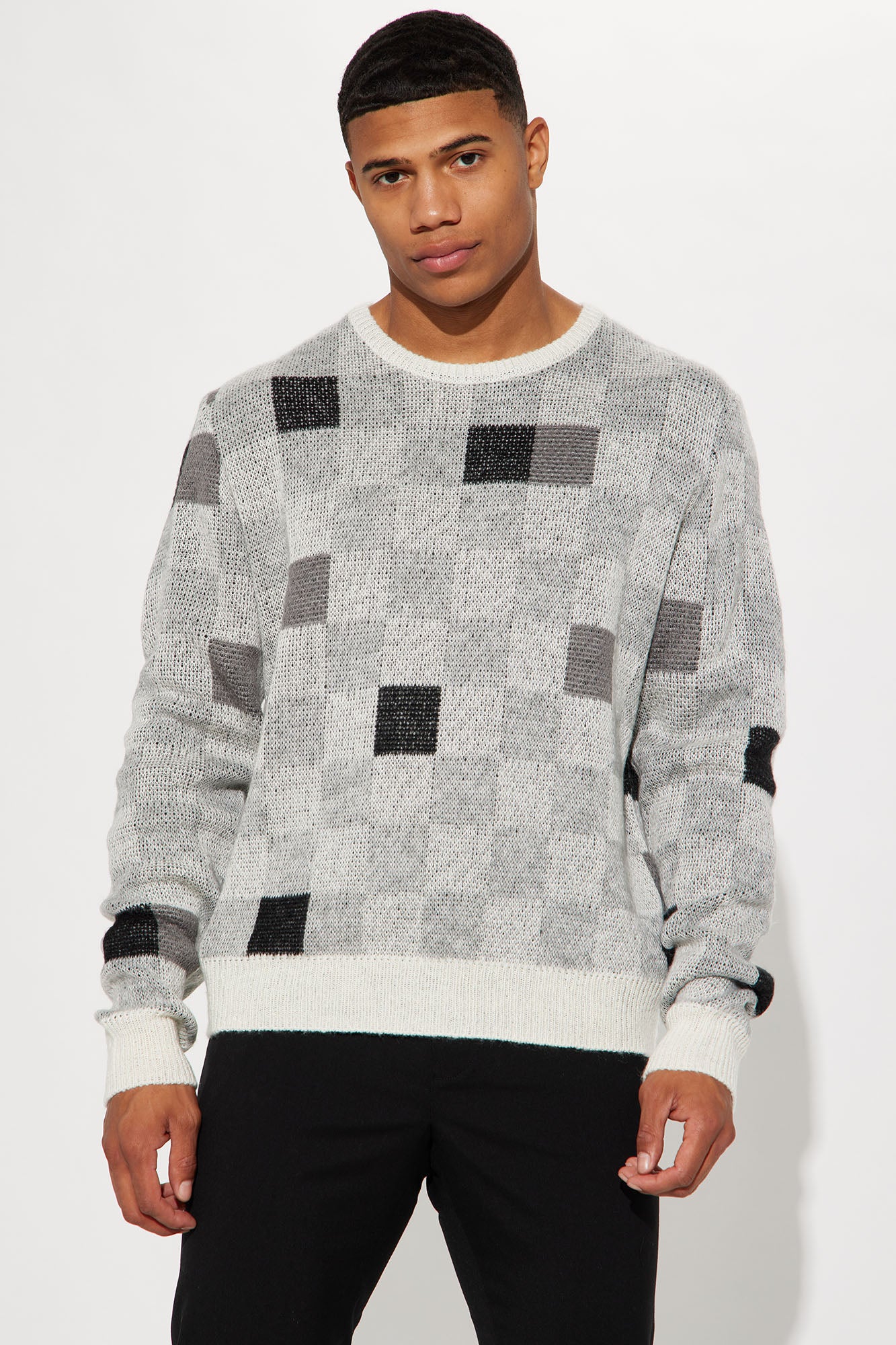 Squared Away Mohair Sweater - Black/Grey | Fashion Nova, Mens Sweaters |  Fashion Nova