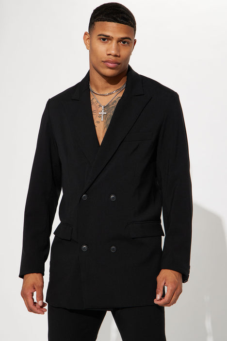 The Modern Stretch Double Breasted Suit Jacket - Black | Fashion