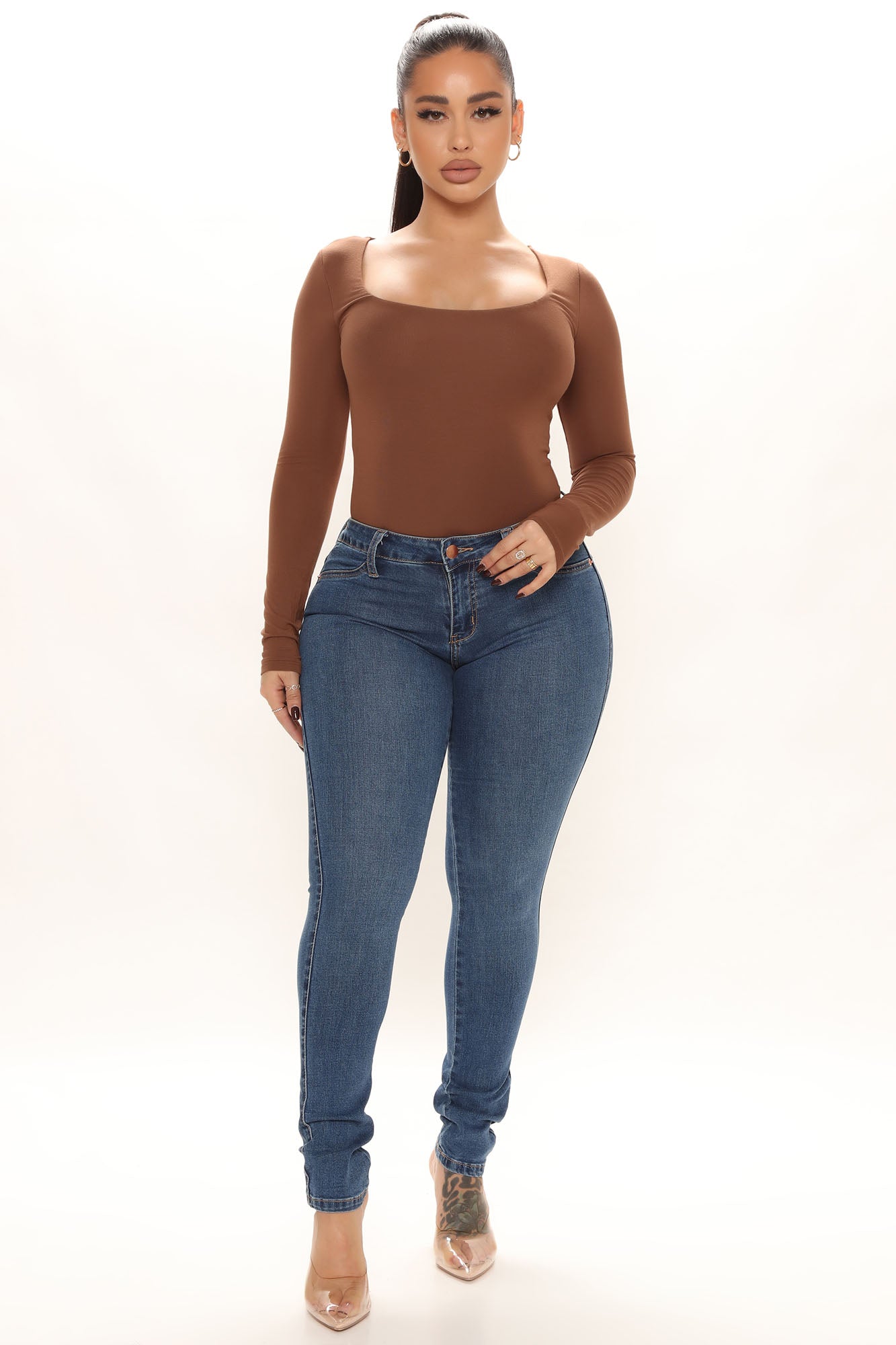 Baby Girl High Rise Skinny Jeans Medium Blue Wash Fashion Nova