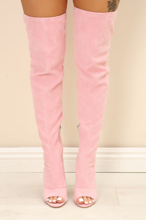 Blush pink sales thigh high boots