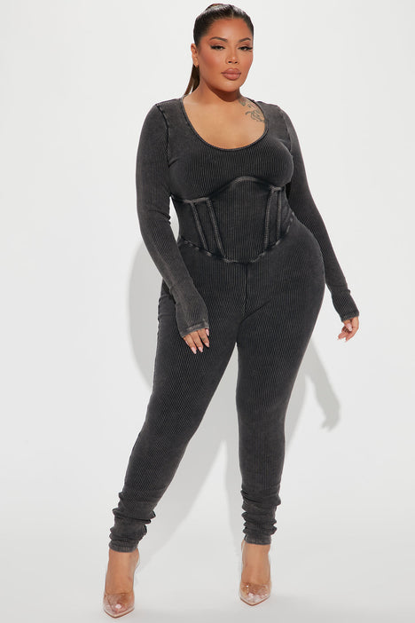 Aspen Ribbed Jumpsuit Black