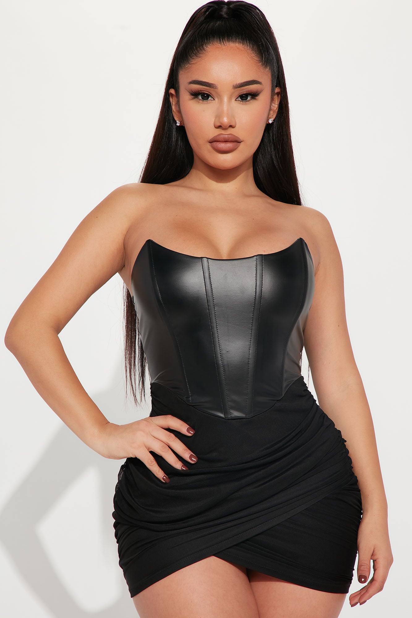 Mila Corset Mini Dress - Black, Fashion Nova, Dresses