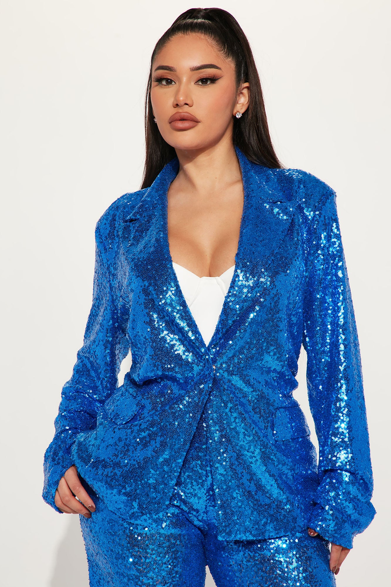 Blue sequin cheap blazer