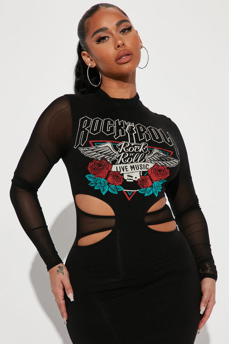 Rock N Roll Forever Mini Dress Black Fashion Nova Dresses