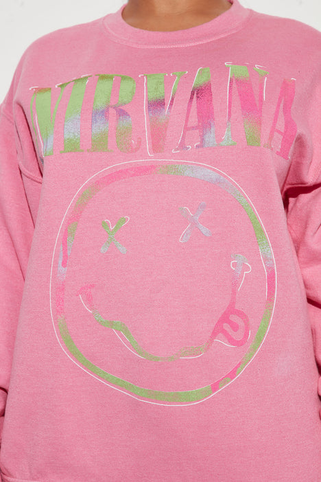 Pink nirvana crewneck deals
