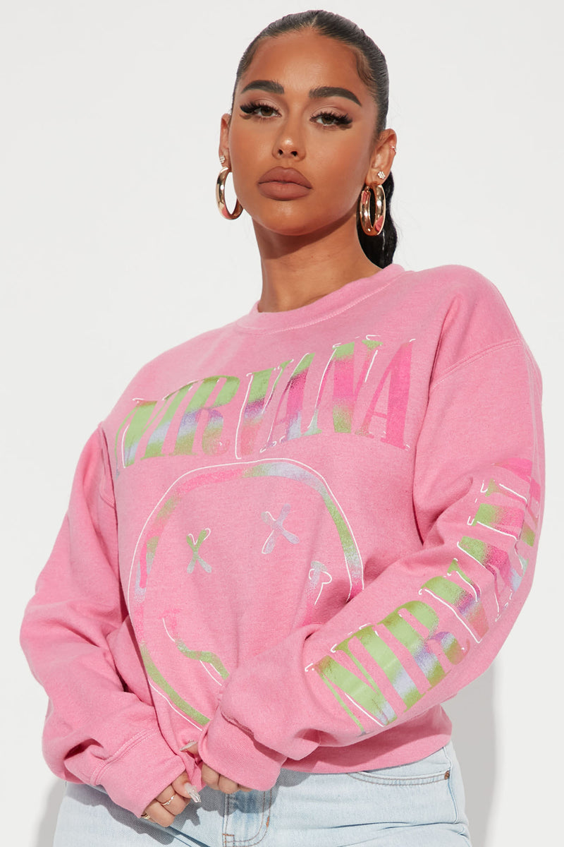 Nirvana Crew Neck Sweatshirt - Pink | Fashion Nova, Screens Tops and ...