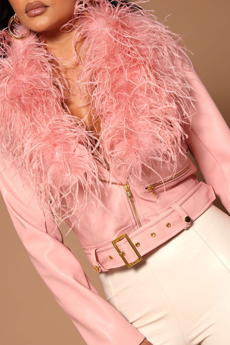 Via Feather Moto Jacket Mauve