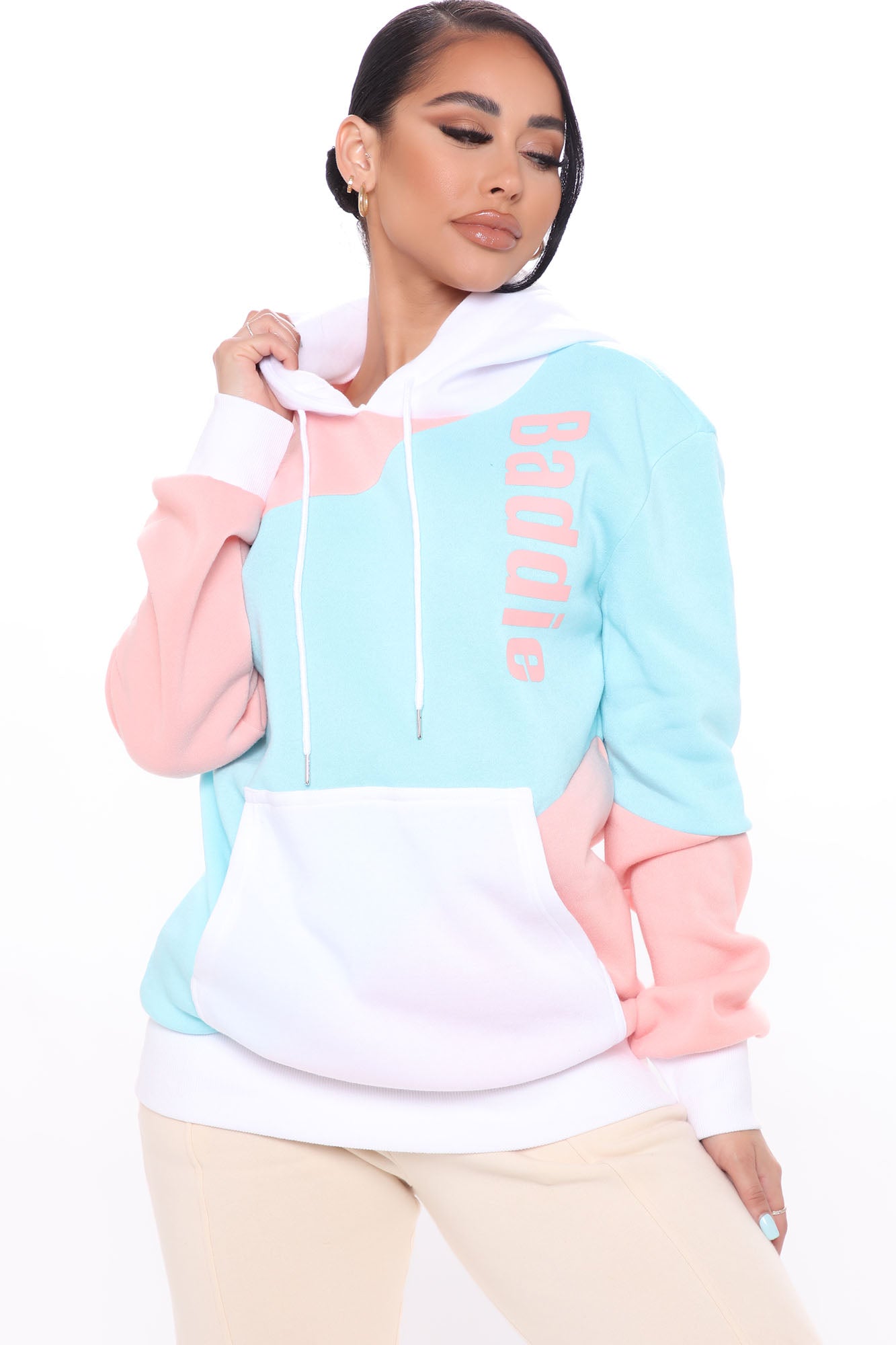 Fashion nova color block hoodie store