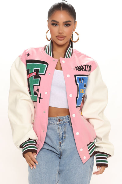 Out Of Your League Varsity Jacket Pink Fashion Nova Jackets
