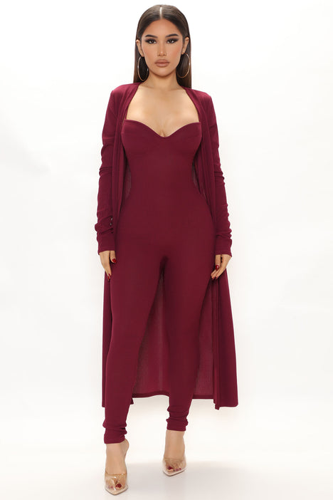 Fashion nova hot sale burgundy jumpsuit