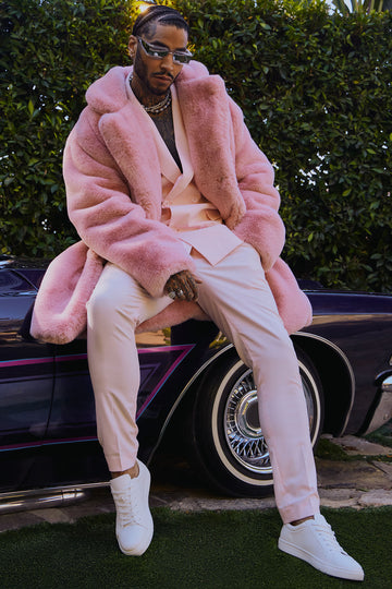 Pink fur coat fashion nova hot sale
