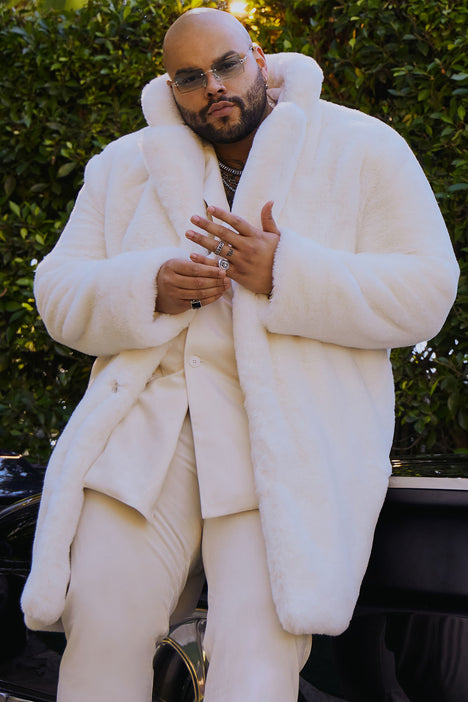 Caputo Faux Mink Fur Long Coat Cream Fashion Nova Mens