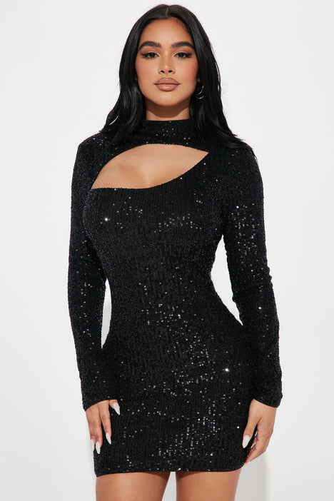 Fashion nova black sequin dress top