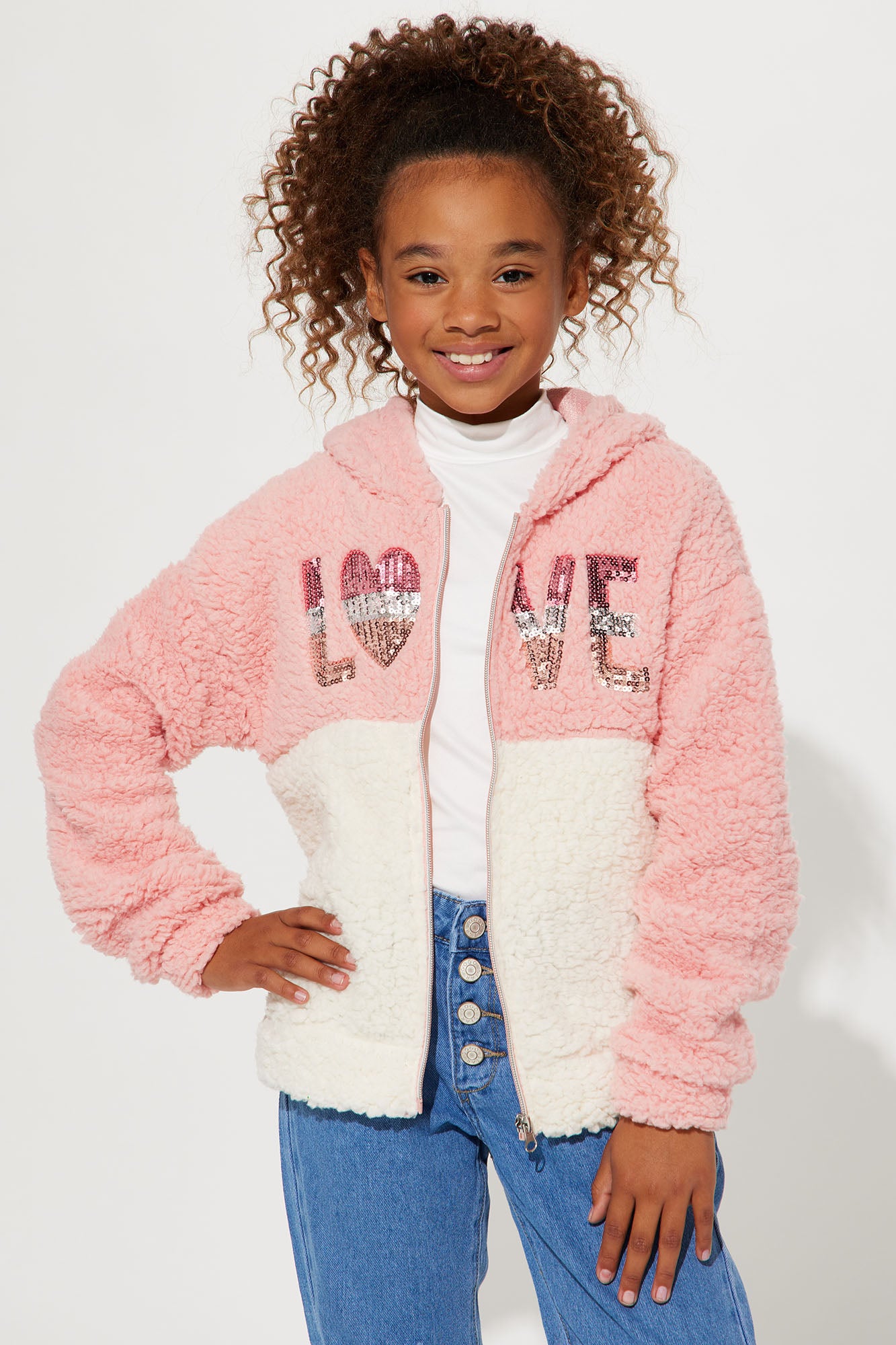 Pink outlet sherpa sweatshirt