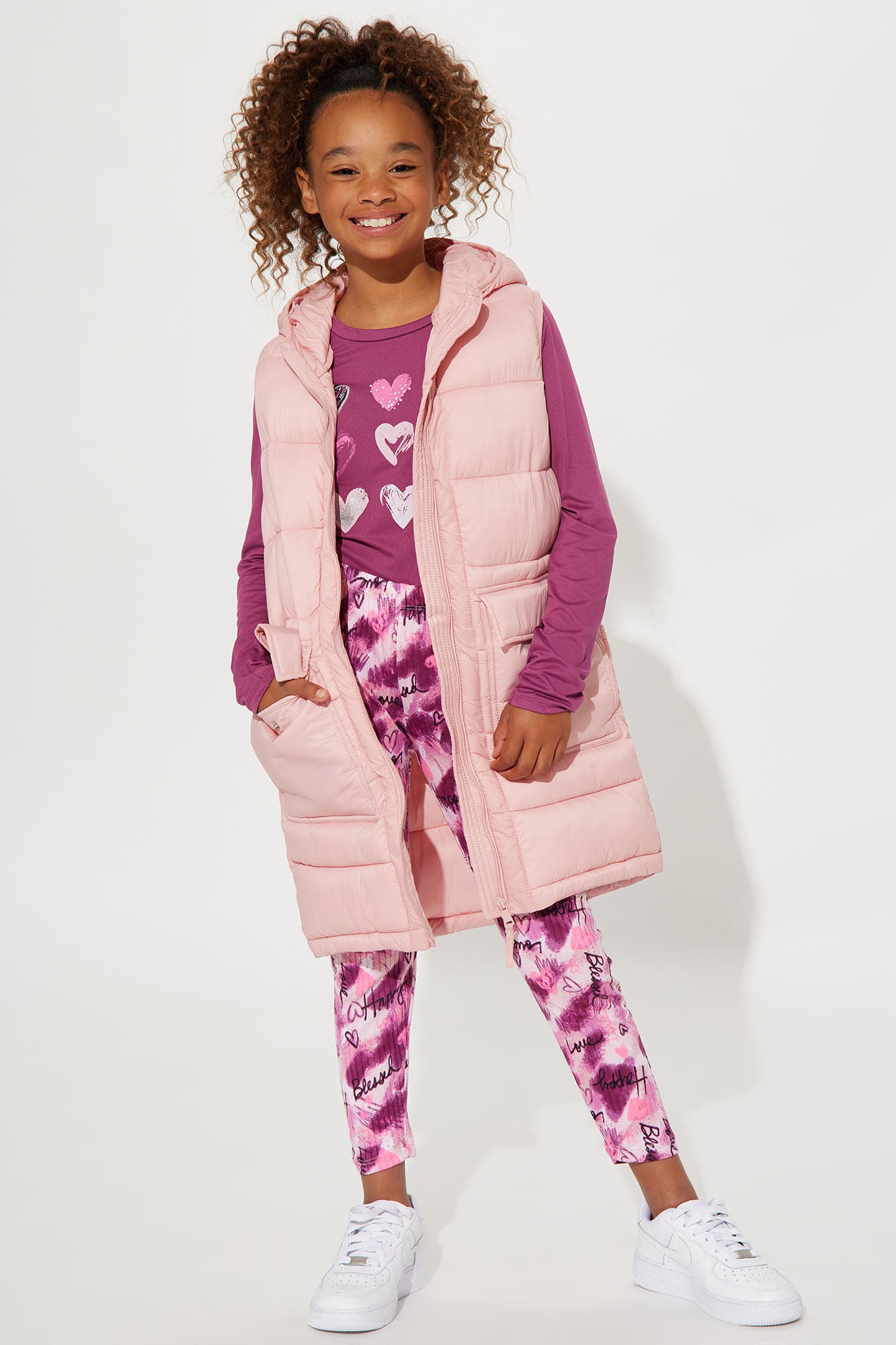 Blush pink puffer vest hotsell