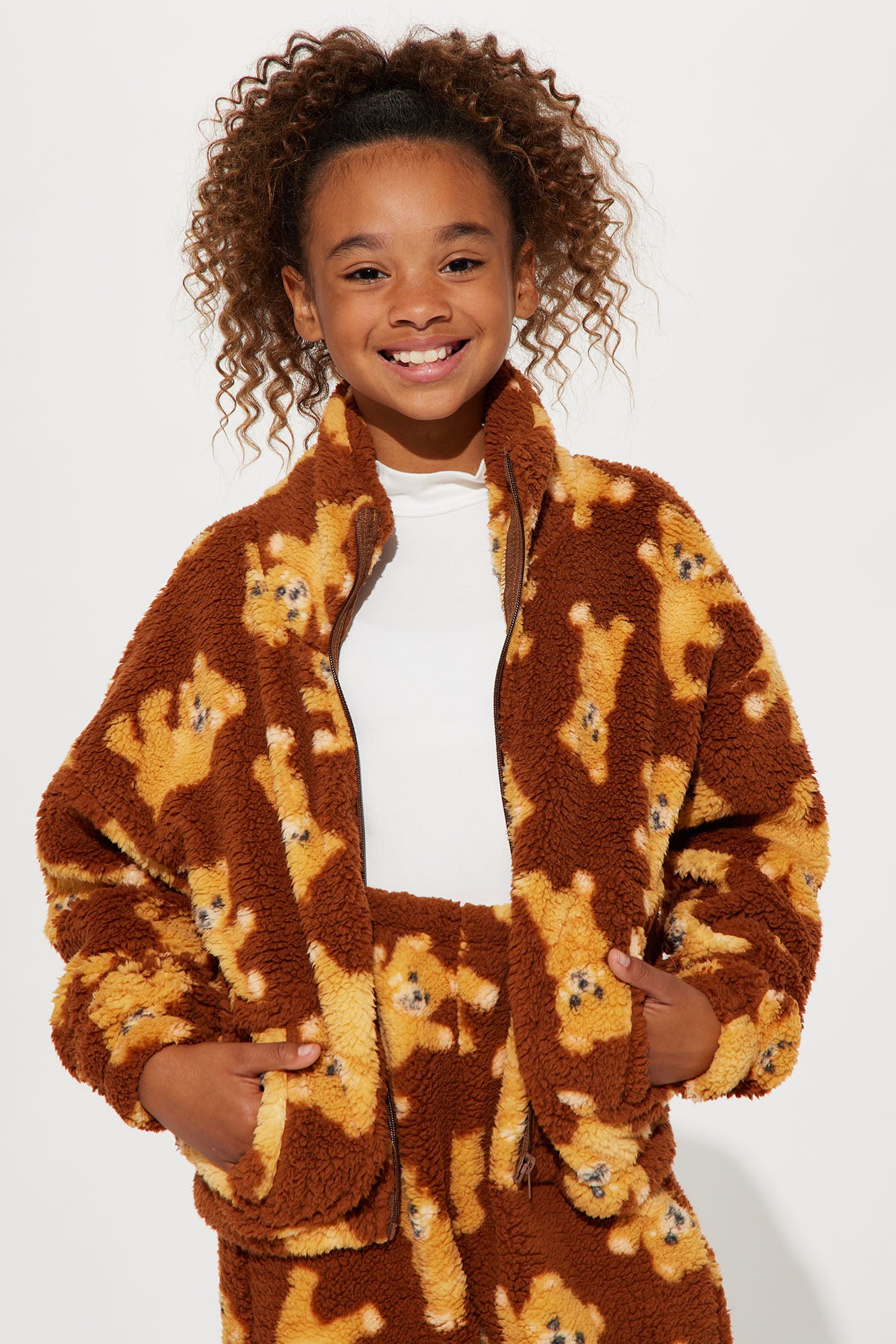 Mini Beary Fun Sherpa Jacket Brown Fashion Nova Kids Jackets