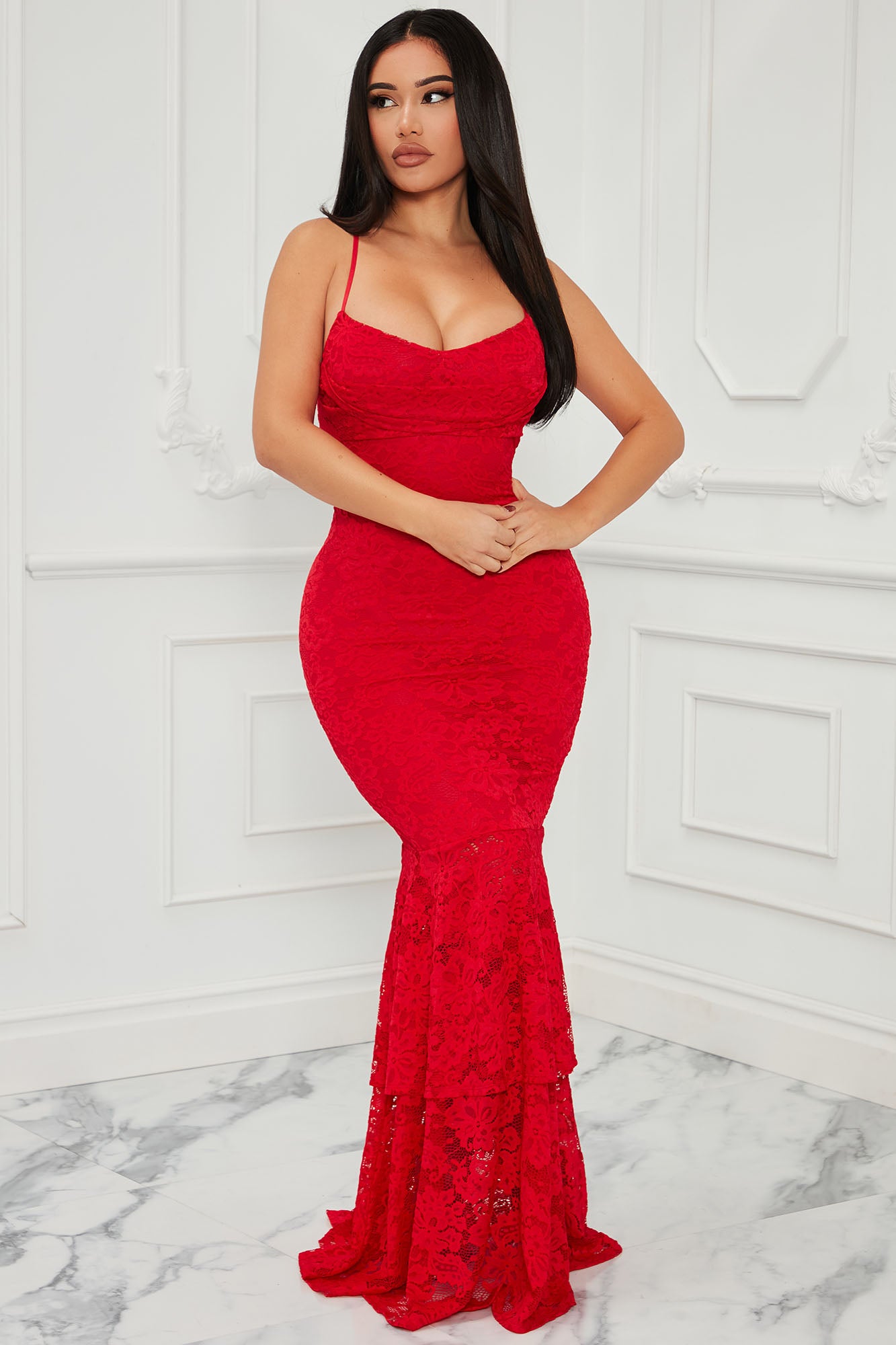 Elegant Lace Maxi Dress - Red, Fashion Nova, Dresses