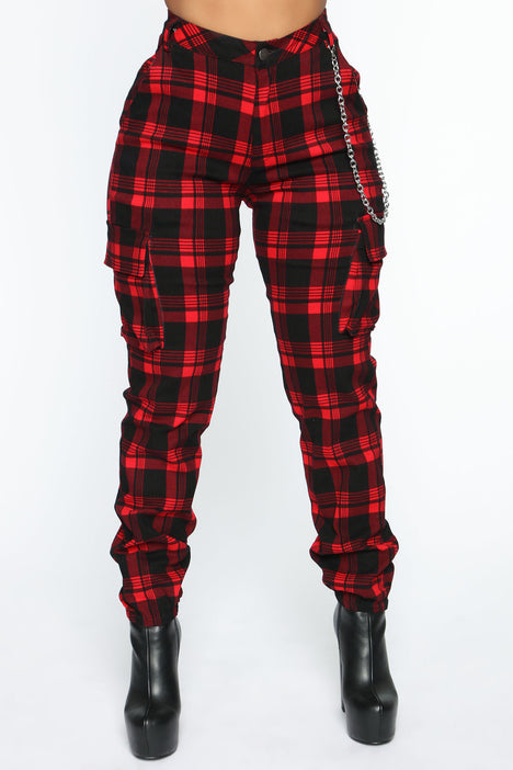 Never Over Plaid Joggers Red Fashion Nova Pants Fashion Nova