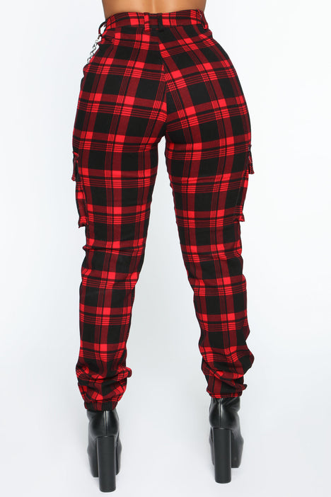 Never Over Plaid Joggers Red Fashion Nova Pants Fashion Nova