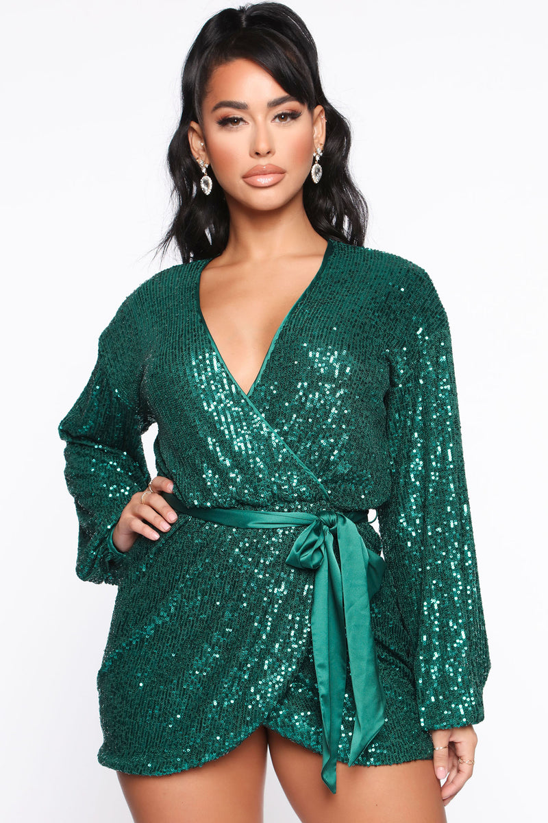 All Of The Lights Sequin Mini Dress - Hunter Green | Fashion Nova ...