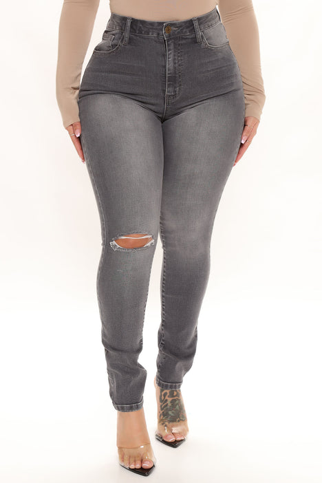 Going Out High Rise Stretch Skinny Jeans Grey