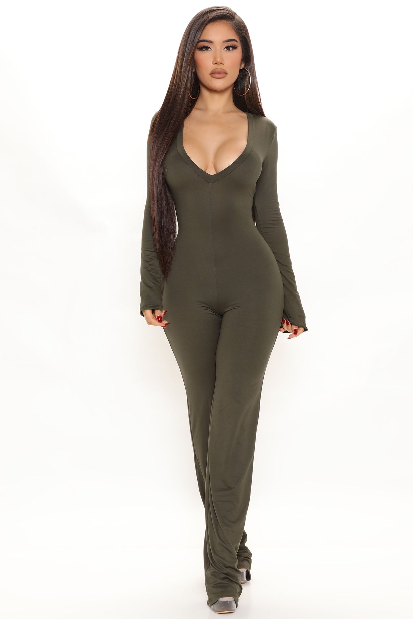 Simplicity Long Sleeve Jumpsuit Olive