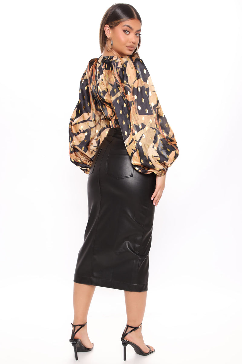 Lets Talk About It Faux Leather Midi Skirt - Black | Fashion Nova ...
