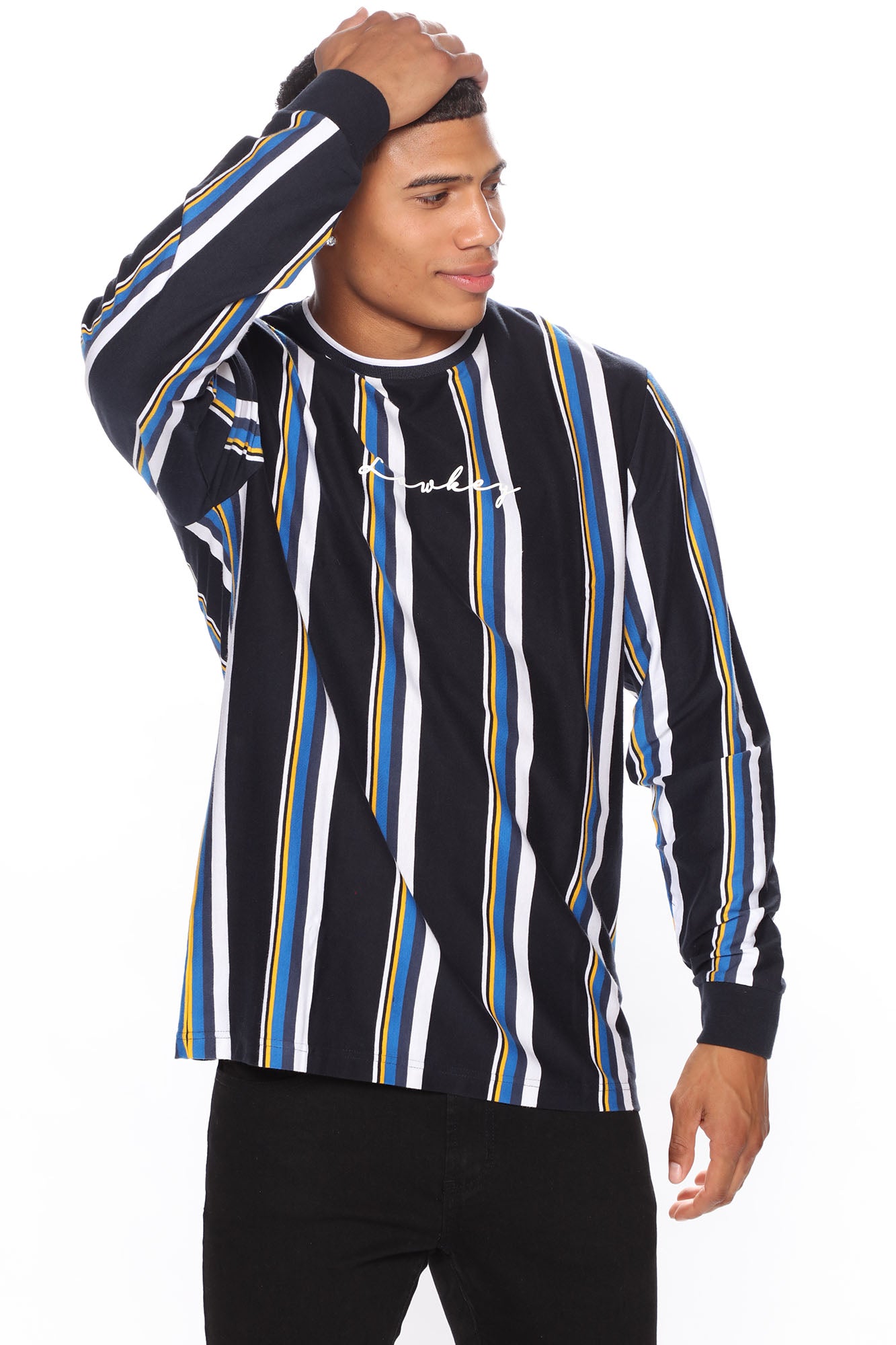 Guess hudson stripe long sleeve tee 2025
