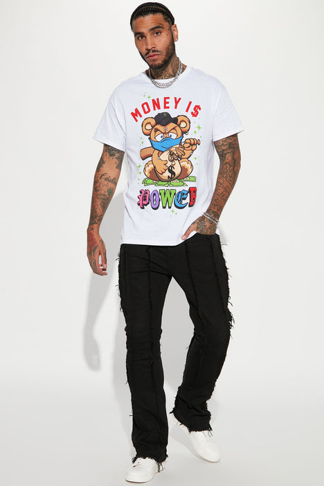 Money Is Power Teddy Short Sleeve Tee White Fashion Nova Mens