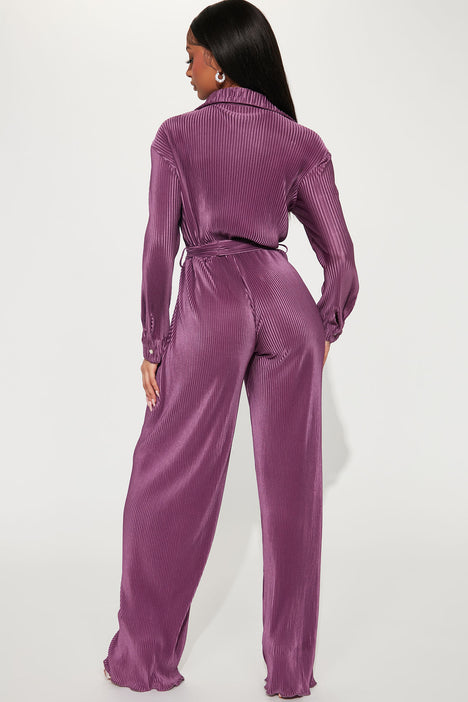 Sami Plisse Jumpsuit Purple Fashion Nova Jumpsuits Fashion Nova