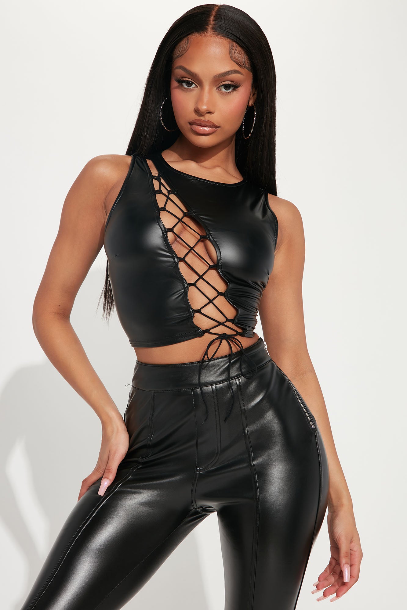 Just Lust Lace Up Top - Black, Fashion Nova, Knit Tops