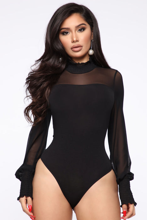Black mesh store bodysuit